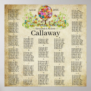Magical Forest Circle of Love Flower Tree Wedding Poster