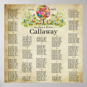 Magical Forest Circle of Love Flower Tree Wedding Poster