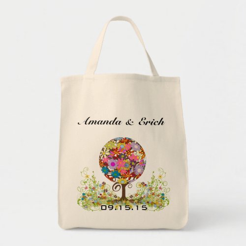 Magical Forest Circle of Love Flower Tree Wedding Tote Bag