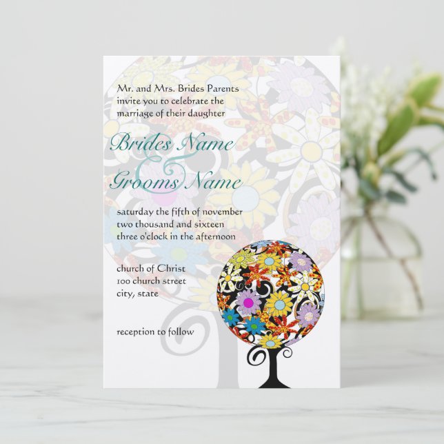 Magical Forest Circle of Love Wedding Invitations (Standing Front)