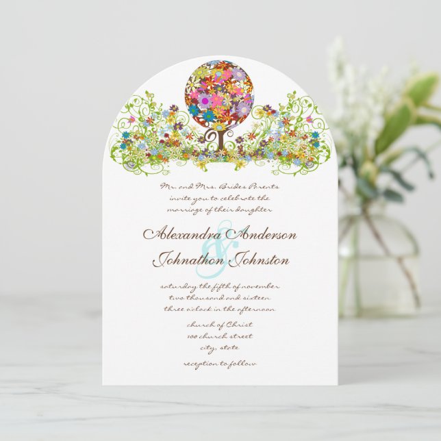 Magical Forest Circle of Love Wedding Invitations (Standing Front)