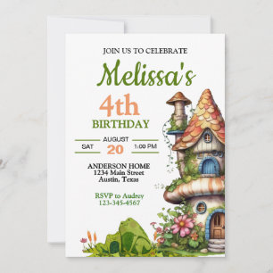 Magical Forest Fairy House Birthday Invitation