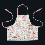 Magical Forest Fairy Pink Floral Garden Monogram Apron<br><div class="desc">This girly design features a group of playful fairies and whimsical floral elements in pink,  green and gold colorway</div>