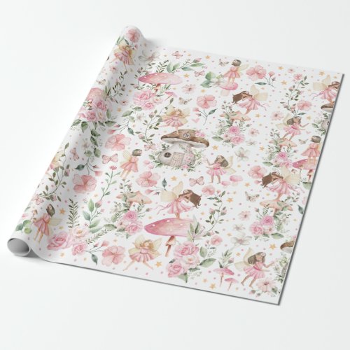 Magical Forest Fairy Themed Garden Tea Party Wrapping Paper