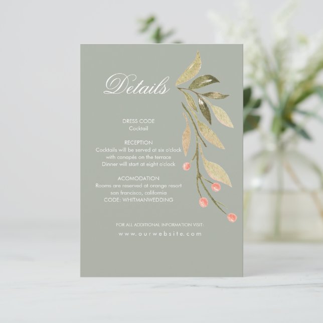 Magical Forest Floral Details Enclosure Card (Standing Front)