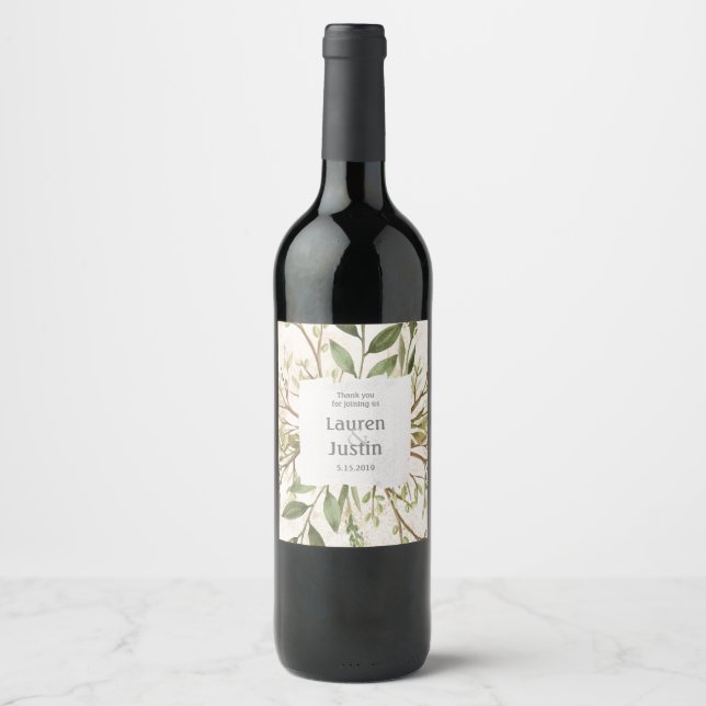 Magical Forest Floral Personalized Wine Label Set (Front)