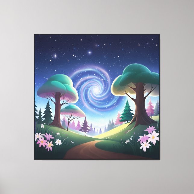 Magical Forest Gateway: Swirling Galaxy Canvas Print (Front)