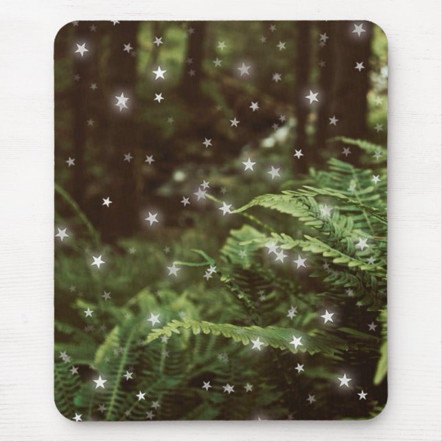Magical forest green ferns star light   mouse pad (Front)