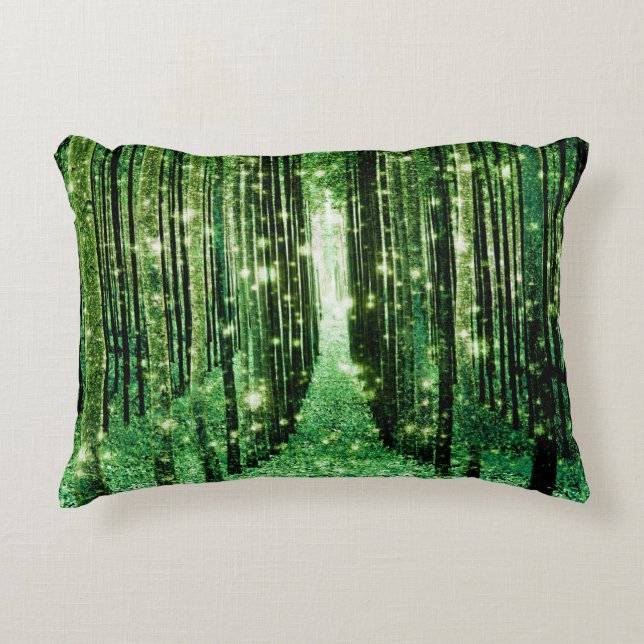 Magical Forest Green Mystery Decorative Pillow (Front)