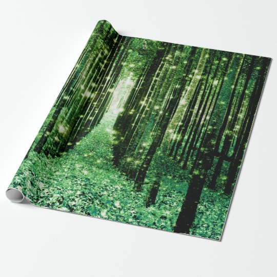 Magical Forest Green Mystery Wrapping Paper