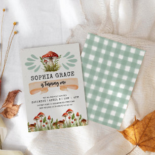 Magical Forest Mushroom 1st Birthday Invitation
