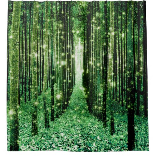 Magical Forest Path Green Shower Curtain