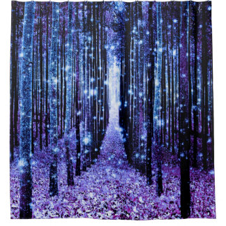 Magical Forest Path Purple Blue Shower Curtain