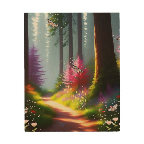 Magical Forest Path Wood Wall Art