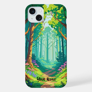 Magical Forest Pixel Art Personalized Name  iPhone 15 Plus Case