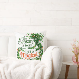 Magical Forest Queen Winter Spirit Christmas Throw Pillow