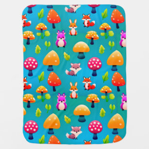 Magical Forest Scene With Cute Woodland Creatures Baby Blanket
