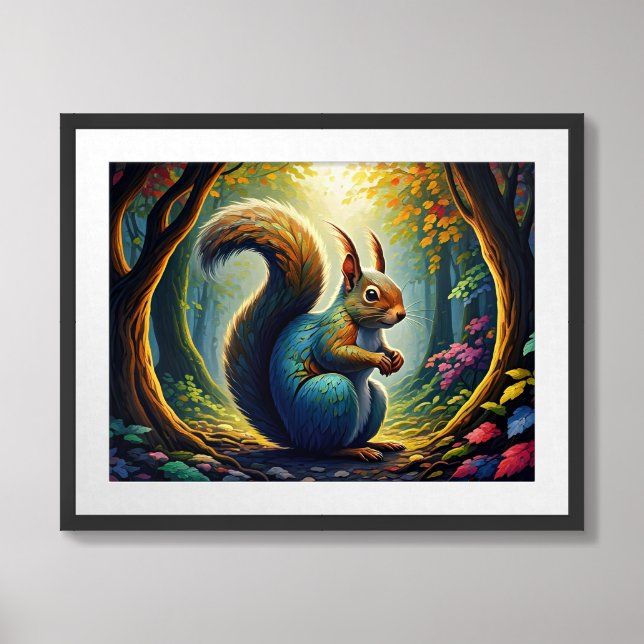 Magical Forest Squirrel Wall Art (Framed Front)