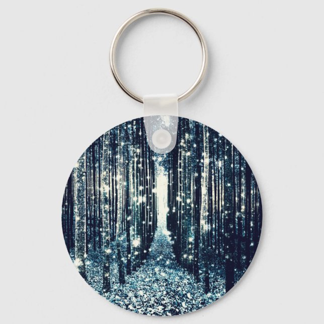 Magical Forest Teal Gray Elegance Keychain (Front)