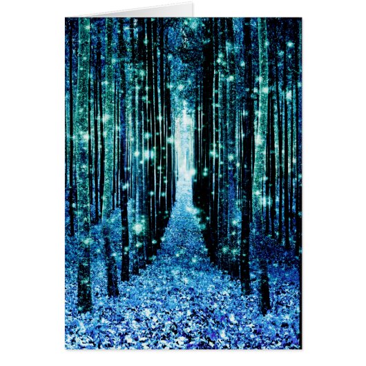 Magical Forest Turquoise Teal Cards (Front)
