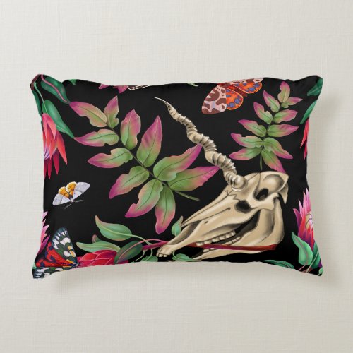 Magical Forest Unicorn Dark Pattern Accent Pillow