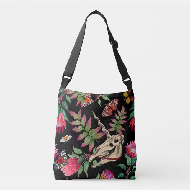 Magical Forest Unicorn Dark Pattern. Crossbody Bag (Front)