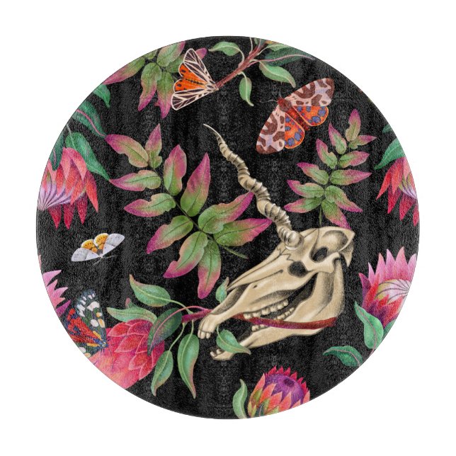 Magical Forest Unicorn Dark Pattern. Cutting Board (Front)