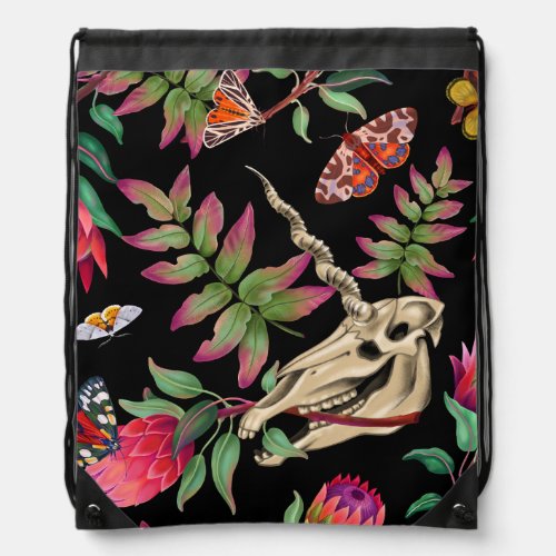 Magical Forest Unicorn Dark Pattern Drawstring Bag