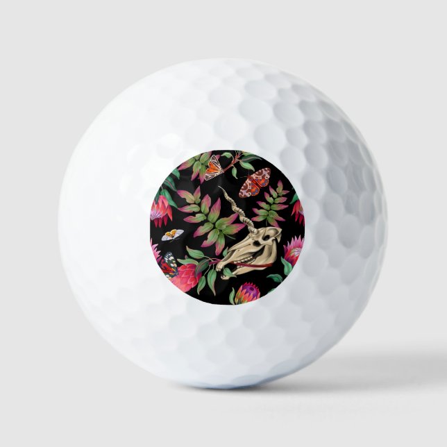 Magical Forest Unicorn Dark Pattern. Golf Balls (Front)