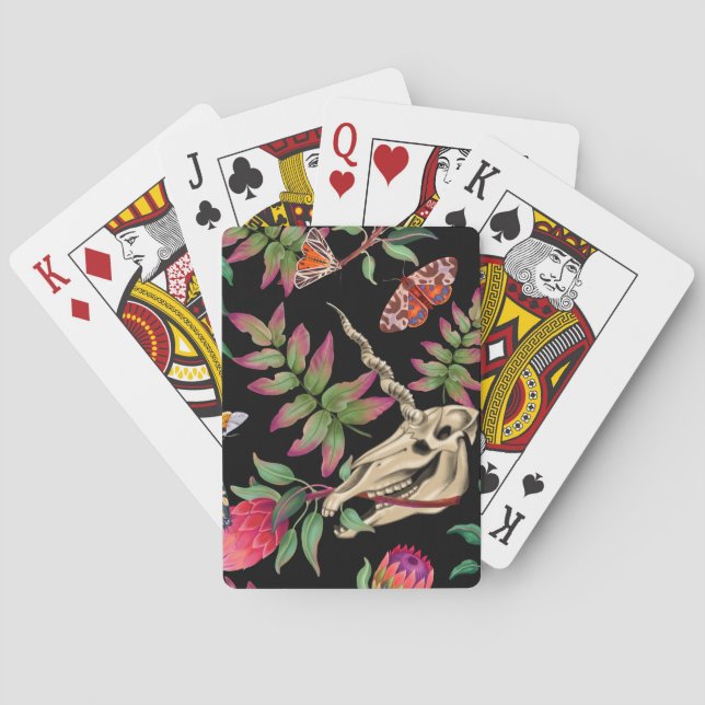 Magical Forest Unicorn Dark Pattern. Poker Cards (Back)