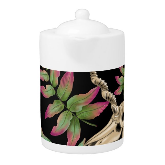 Magical Forest Unicorn Dark Pattern. Teapot (Front)