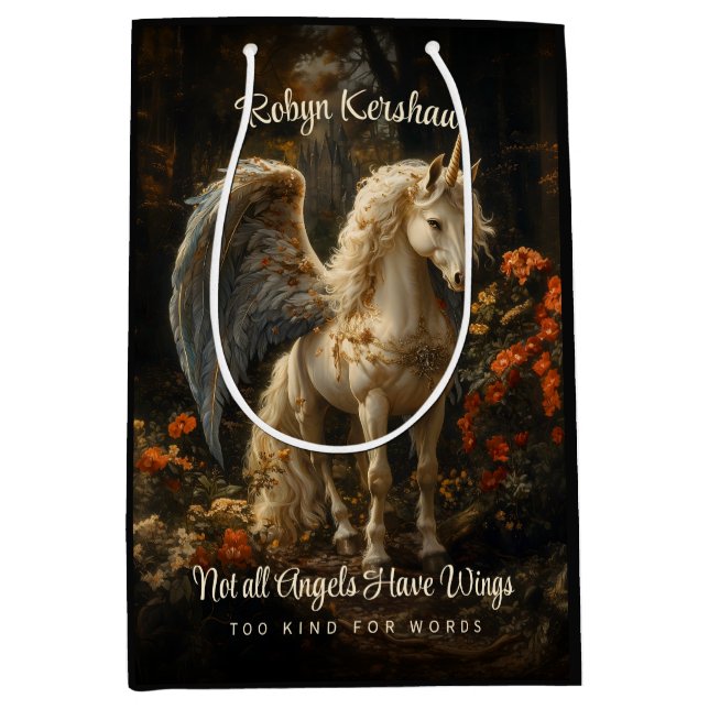 Magical Forest Unicorn with Wings Thank You Medium Gift Bag (Front)