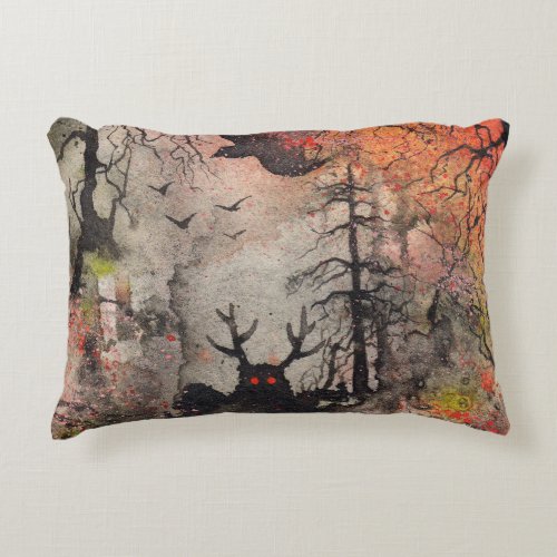 Magical Forest Whimsical Creature Illustration Accent Pillow