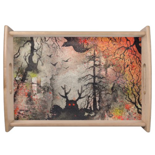 Magical Forest Whimsical Creature Illustration Serving Tray