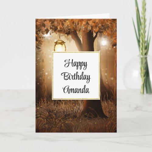 Magical Forest with Fairy Lights Birthday Card