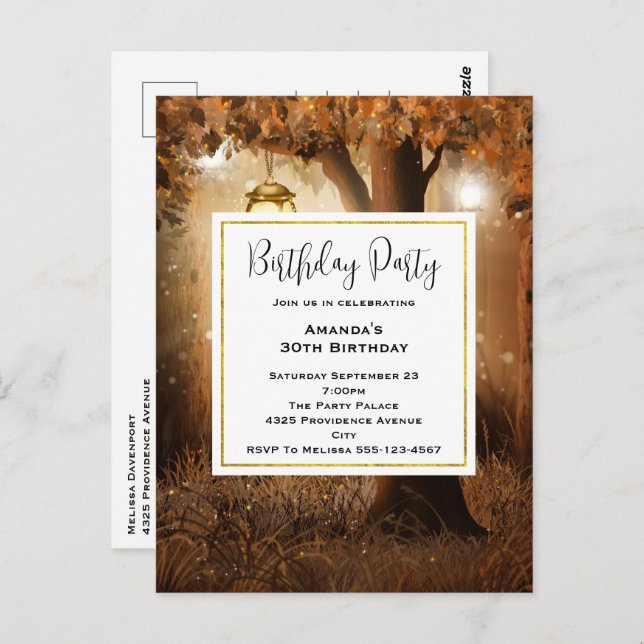 Magical Forest with Fairy Lights Birthday Invite (Front/Back)