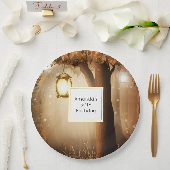 Magical Forest with Fairy Lights Birthday Paper Plates (Wedding)