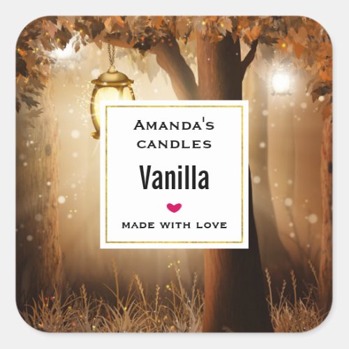 Magical Forest with Fairy Lights Candle Business Square Sticker