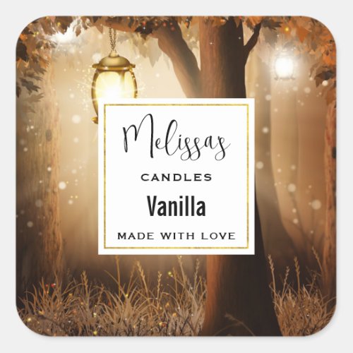Magical Forest with Fairy Lights Candle Business Square Sticker