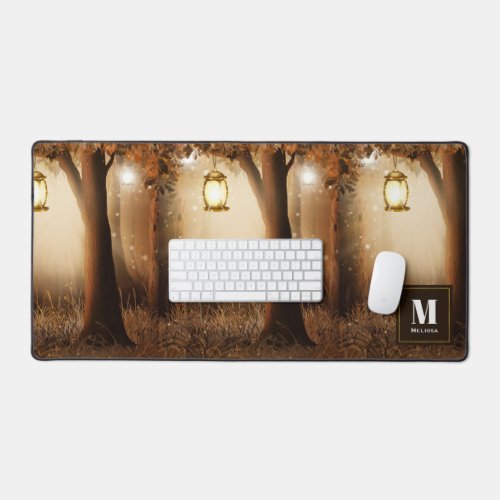 Magical Forest with Fairy Lights Desk Mat