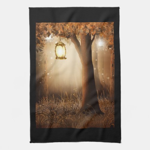 Magical Forest with Fairy Lights Kitchen Towel