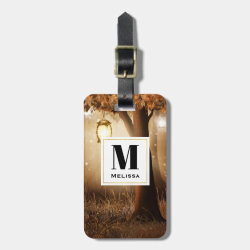 Magical Forest with Fairy Lights Monogram Luggage Tag