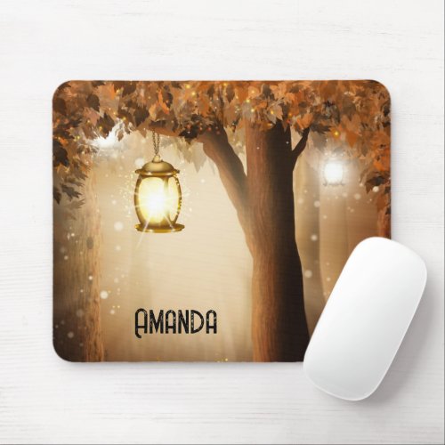 Magical Forest with Fairy Lights Mouse Pad