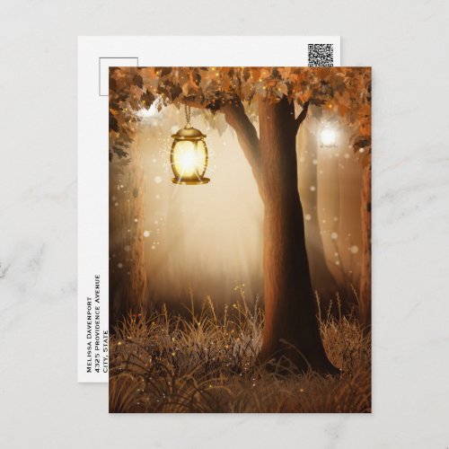 Magical Forest with Fairy Lights Postcard