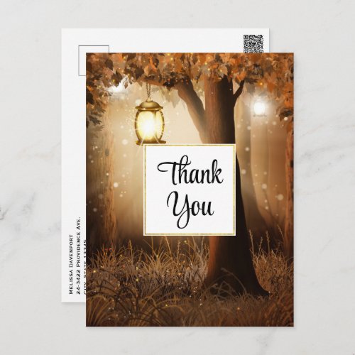 Magical Forest with Fairy Lights Thank You Postcard