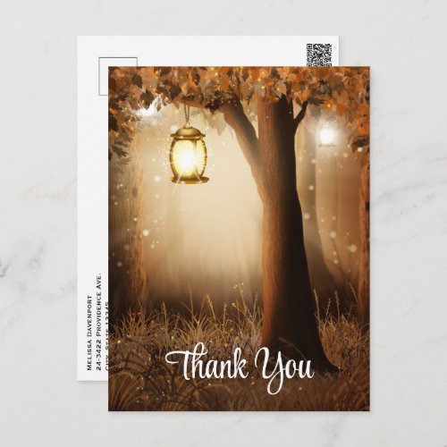 Magical Forest with Fairy Lights Thank You Postcard