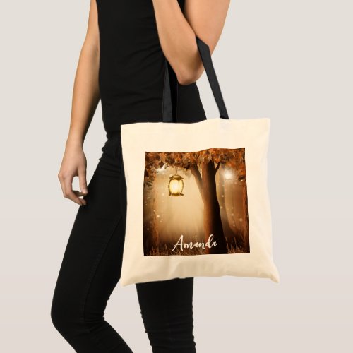 Magical Forest with Fairy Lights Tote Bag