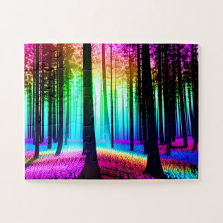 Magical Forest with Tree Silhouettes Jigsaw Puzzle