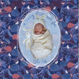 Magical forest woodland cozy nest baby bear baby blanket