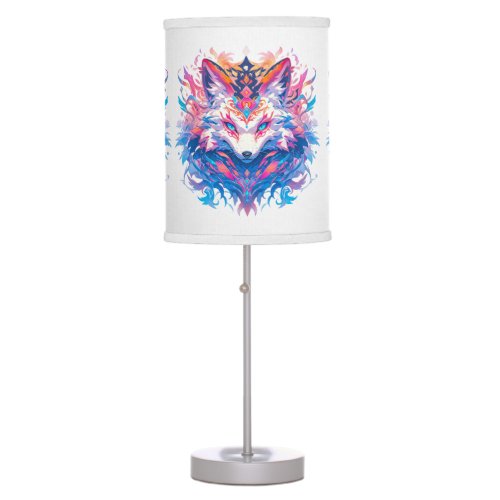 Magical Fox Anime Fantasy Colorful Pink Blue Table Lamp